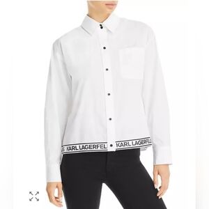 NWOT Karl Lagerfeld Paris Logo Tape Shirt. Size S
